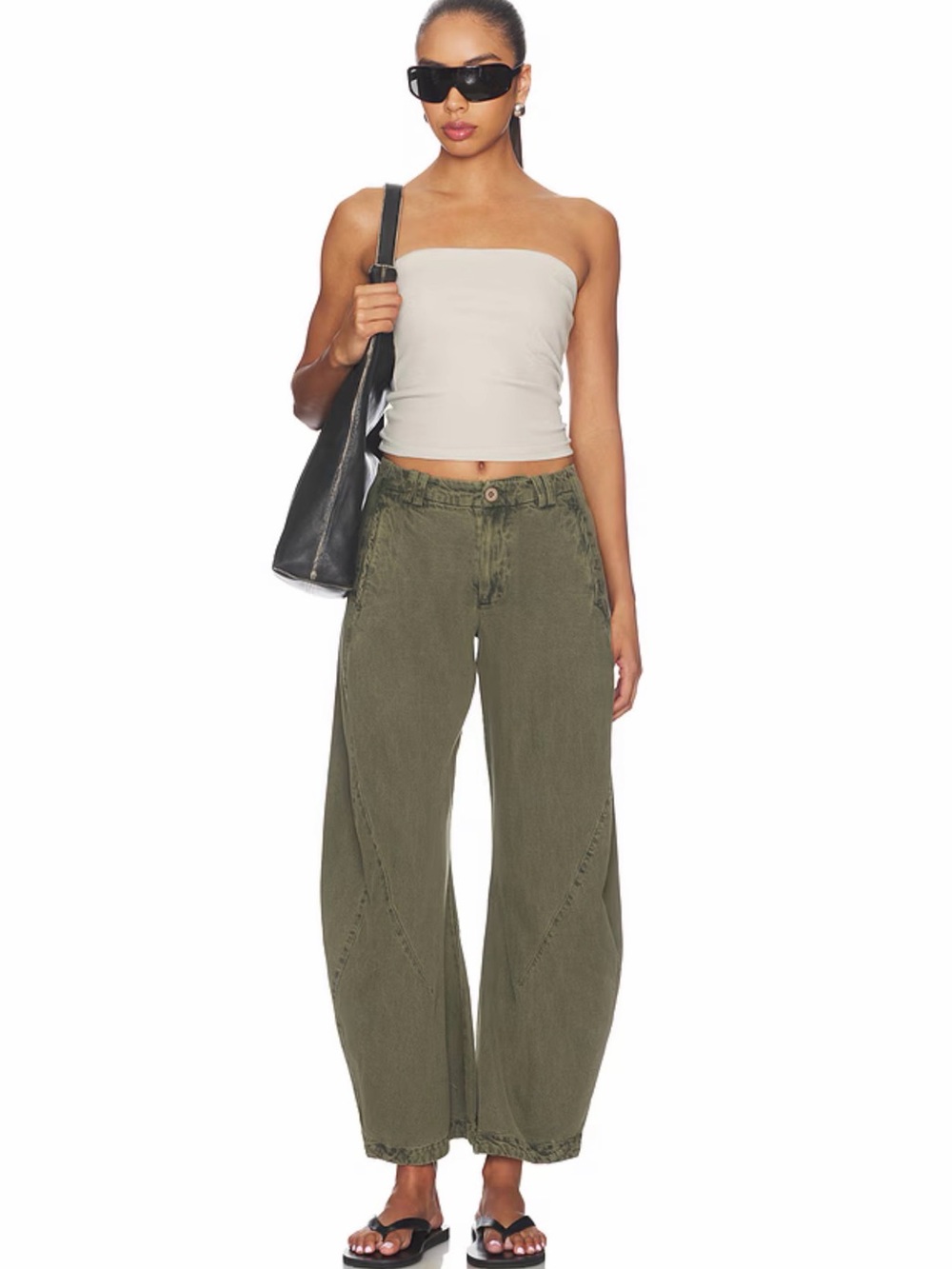 Free people Spotlight Washed Trouser in Dusty Olive